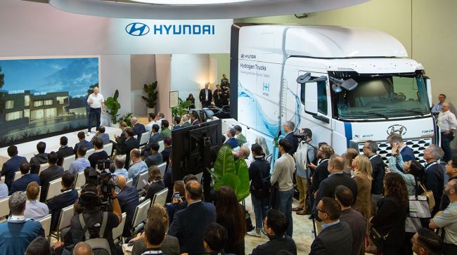 Hyundai Xcient on show floor