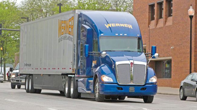 Werner Enterprises truck on the road